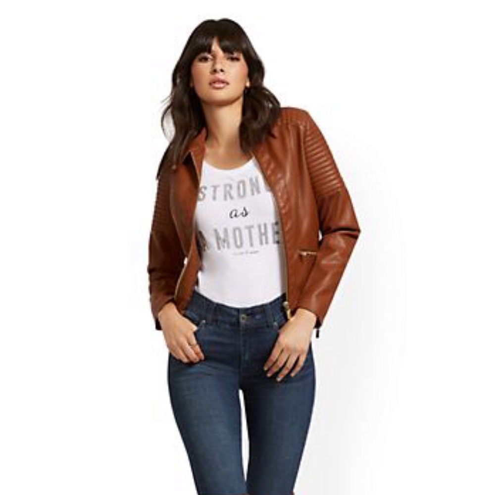 NEW YORK COMPANY, NEW BROWM MOTO JACKET SMALL